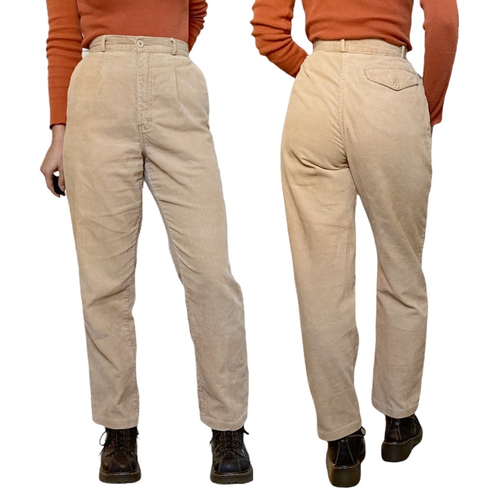 Vintage Brittania Corduroy Khaki Trousers Pants 28” Waist High Rise
